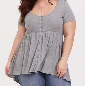 Torrid Ribbed Super Soft Button Front Babydoll Top Size 2 NWOT
